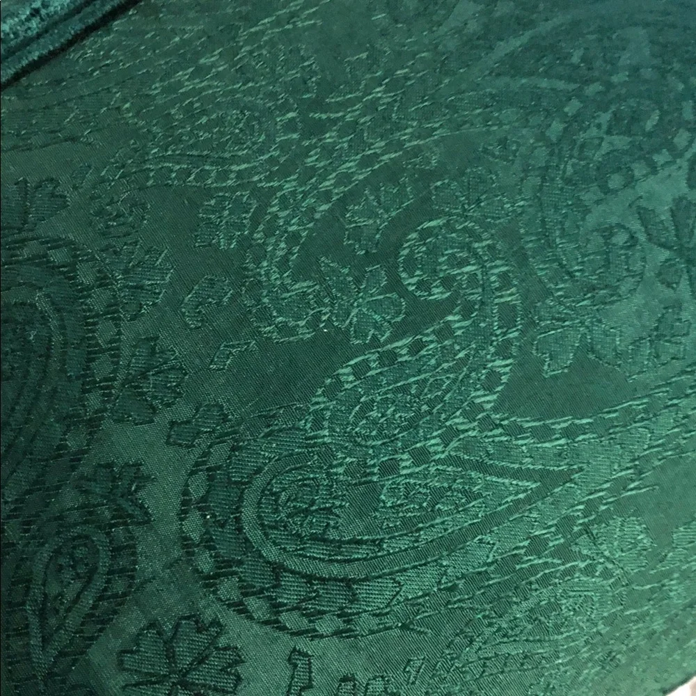 GREEN VELVET PILLOW WITH TASSELS & PAISLEY BORDER TRIM •